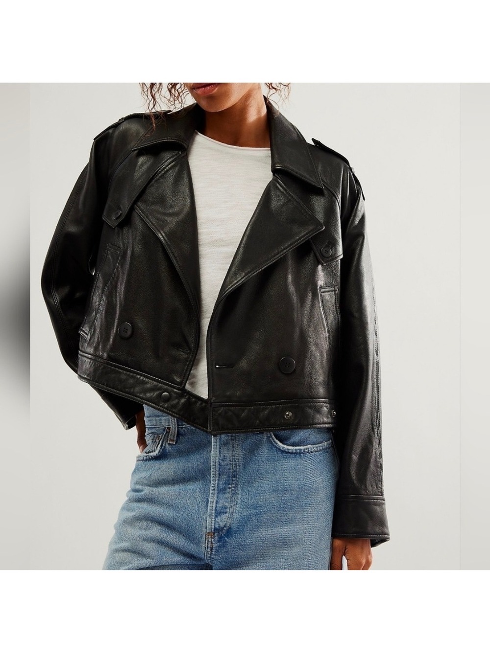 New Free People "Modern Chemistry" Leather Jacket Size L